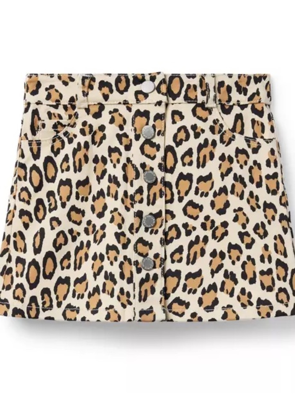 Janie and Jack Leopard Print Button-Front Skirt - Tan/Cream/Black